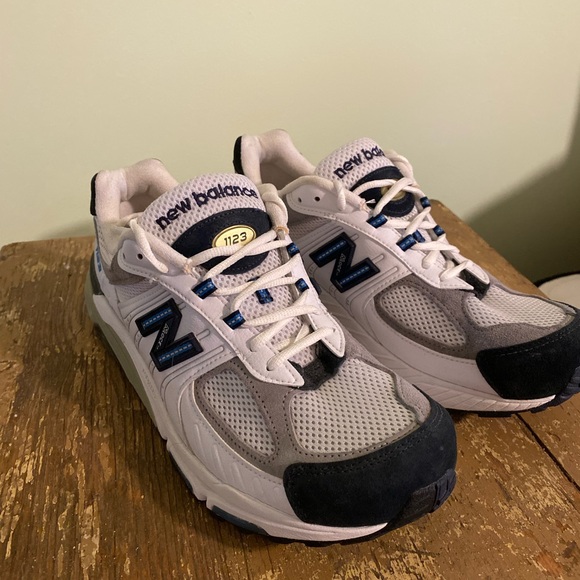 New Balance White and Blue Sneakers - Picture 1 of 7